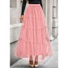 Tulle Skirts for Women 2025 Fall Fashion Elastic High Waisted Fairy Tiered Flowy A-Line Casual Maxi Long Skirt Light Pink - 2 of 4