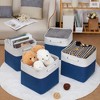 Vtec Trading Blue Linen Fabric Storage Bin Cubes SET OF 4 - 2 of 3