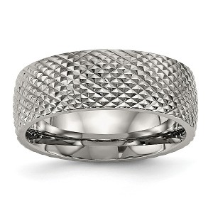 Black Bow Jewelry 8mm Titanium Polished and Textured Domed Standard Fit Band - 1 of 4