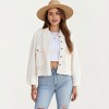 Anna-Kaci Women's Cropped Button-Up Jacket with Chest Pockets and Collared Neckline - 2 of 4