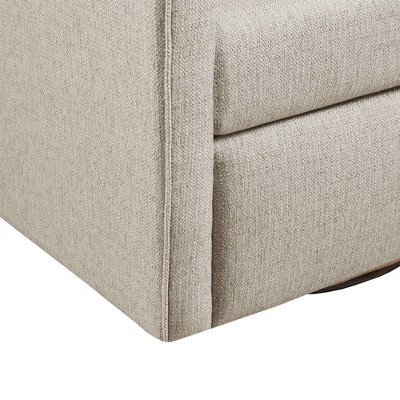 Natural Ivory Swivel Armchair with Wood Frame