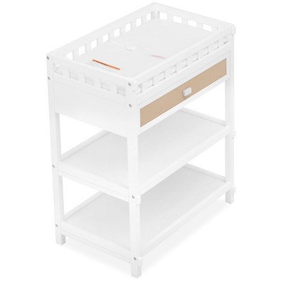 White and Natural Pine Changing Table with Drawers
