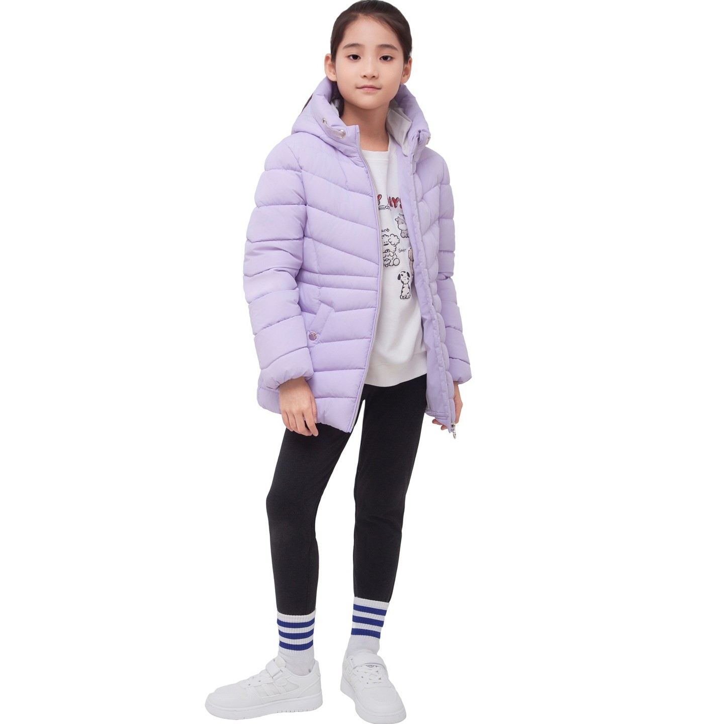 Куртка Rokka&Rolla Long Coat Puffer Jacket-Purple для девочек, цвет: Фиолетовый — фото 5