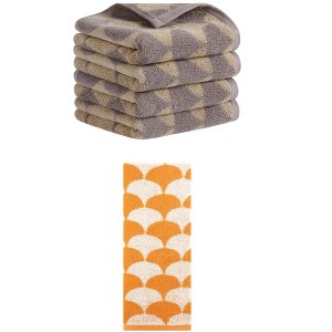 REGALWOVEN 5 Pack Cotton Soft Absorbent Geometric Pattern Hand Towels 13" x 29" - 1 of 4