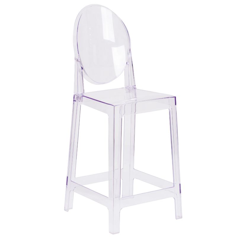 Flash Furniture Ghost Counter Stool with Oval Back in Transparent Crystal, 1 of 12