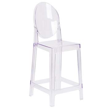 Flash Furniture Ghost Counter Stool with Oval Back in Transparent Crystal