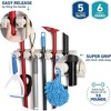 1-2 Pack Broom and Mop Holder Rack - Garage Storage System - Garden Tool Organizer with 5 Slots, 6 Hooks, 7.5lbs Capacity Per Slot Off - Homeitusa - 3 of 4