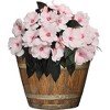 Classic Home and Garden Indoor/Outdoor Round Whiskey Resin Flower Pot Barrel Planter, Oak Brown - 2 of 3