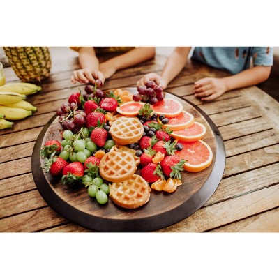 Fire Acacia Wood NFL Lazy Susan Serving Tray with Chalkboard Rim