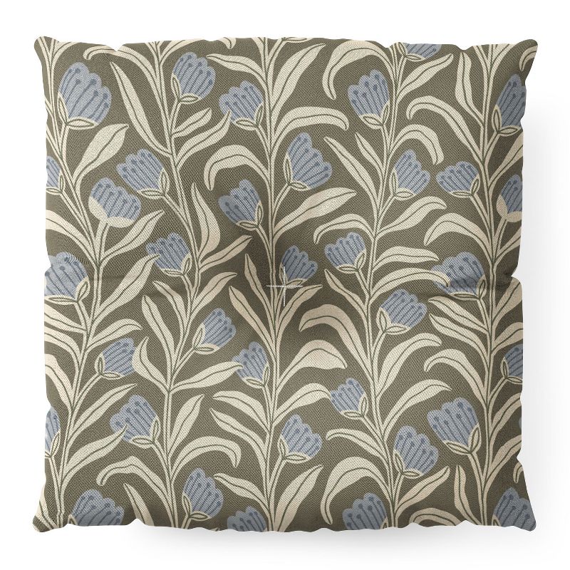 Alisa Galitsyna Bellflower Pattern Cream Olive Square Floor Pillow - Deny Desings, 2 of 3