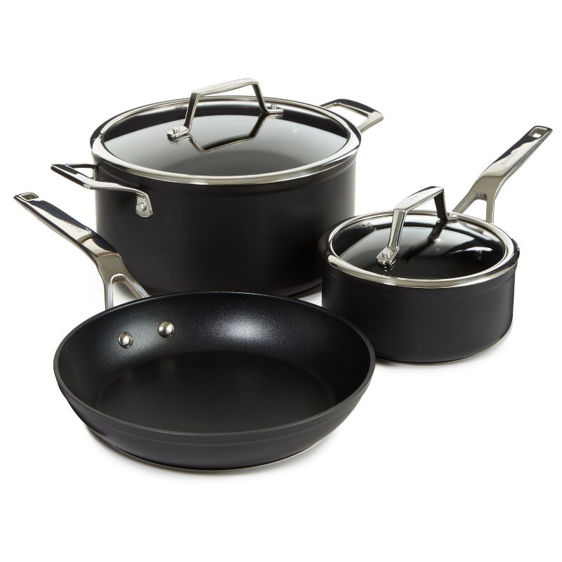 BergHOFF Essentials 5Pc Non-stick Hard Anodized Cookware Starter Set With Glass lid, Black, 1 of 8