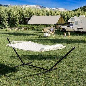 Premium 2-Person Hammock with Collapsible Steel Stand, Heavy Duty 450lb Capacity, UV-Resistant & Portable Outdoor Lounger for Backyard - 1 of 4