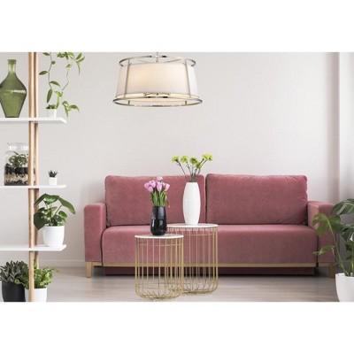 Lenyx Brushed Nickel 6-Light Drum Chandelier with White Shade