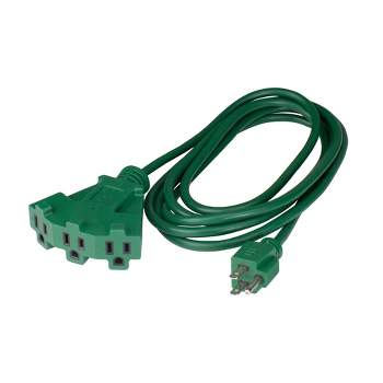 Northlight 10' Green 3-Prong Outdoor Extension Power Cord with Fan Style Connector