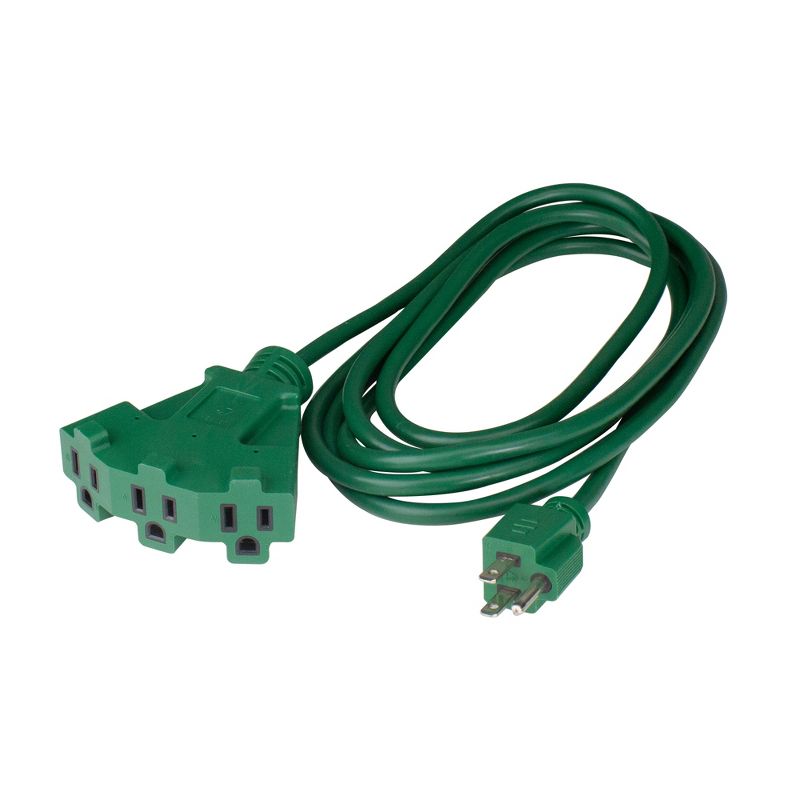 Northlight 10' Green 3-Prong Outdoor Extension Power Cord with Fan Style Connector, 1 of 5