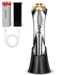 RF Facial Massager Device - EMS Face Lifting Tool, LED Red Blue Light Therapy, Ionic Skin Cleanser - Skincare for Women at Home or Travel - Silver - 1 of 4