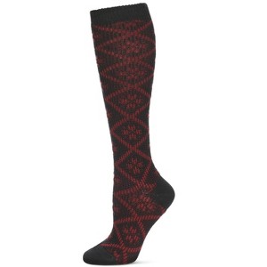 Memoi Women's Open Crochet Diamond Pattern Chunky Knee High Sock - 1 of 3