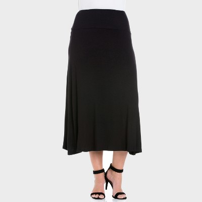 24seven Comfort Aapparel Womens Plus Elastic Waist Comfortable Fit Maxi Skirt