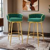 Swivel Counter Height Bar Stools Set of 2,31.5"Bar Height Stools with Hand-Woven Backrest & Gold Metal Legs - Leovsnove - 2 of 4