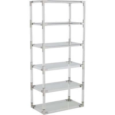 55 Downing Street Hanna 70 3/4" Clear Acrylic and Chrome 6-Shelf Open Bookcase