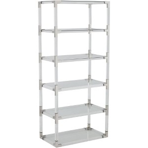 55 Downing Street Hanna 70 3/4" Clear Acrylic and Chrome 6-Shelf Open Bookcase - 1 of 4