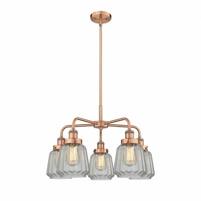 Chatham - 5 Light Stem Hung Chandelier In Art Deco Style-13.5 Inches Tall and 24.5 Inches Wide