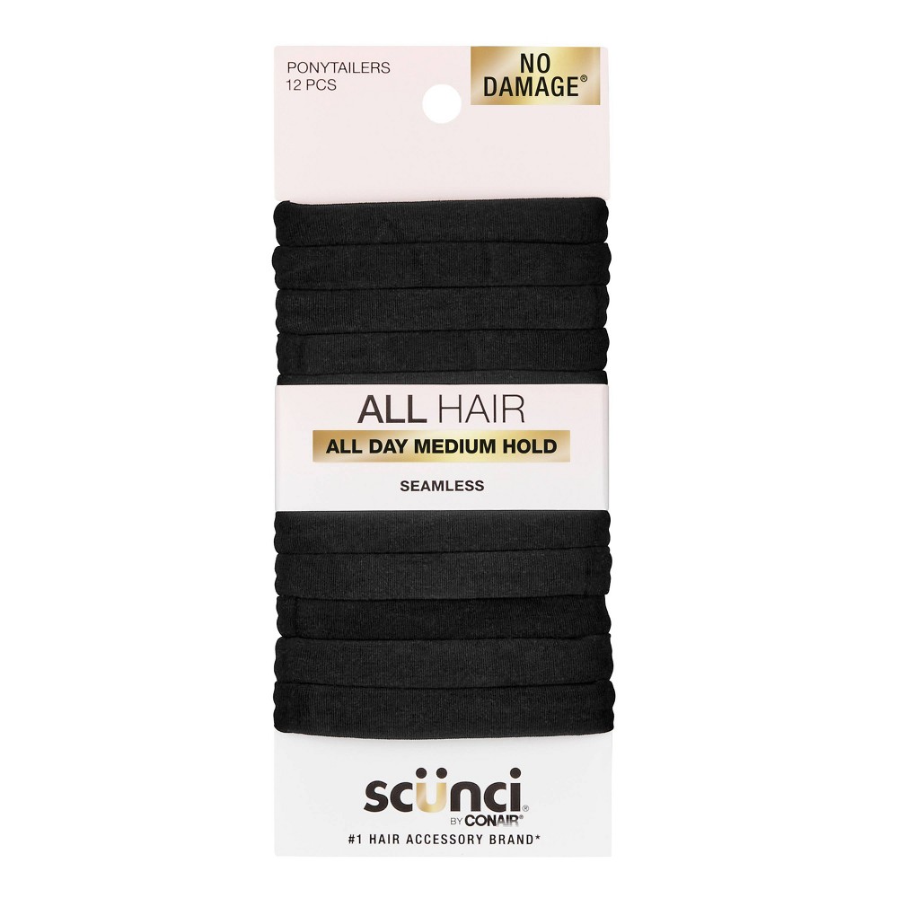 Photos - Hair Styling Product scunci Hosiery Ponytailers - 12pk - Black