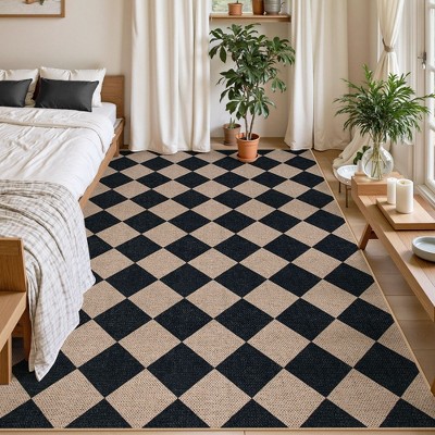Lahome Diamond Grid Faux Jute Rectangular Indoor Area Rug