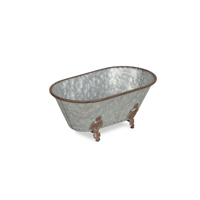 Cheung's Lavande Metal Fleur-de-Lis Tub Decor - Large - Galvanized