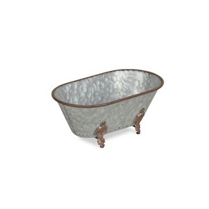 Cheung's Lavande Metal Fleur-de-Lis Tub Decor - Large - Galvanized - 1 of 4