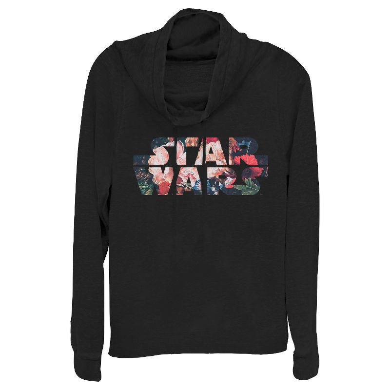 Juniors Womens Star Wars Flower Logo Cowl Neck Sweatshirt, 1 of 4