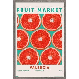 Trends International Reinders: Fruit Market - Red Oranges Framed Wall Poster Prints Barnwood Framed Version 22.375" x 34" - 1 of 4