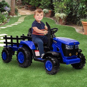 Garvee 12V Kids Ride on Tractor with Remote Control, Tractor with Trailer,Music, 3-Gear-Shift, Safety Belt,for Boys Girls - 1 of 4