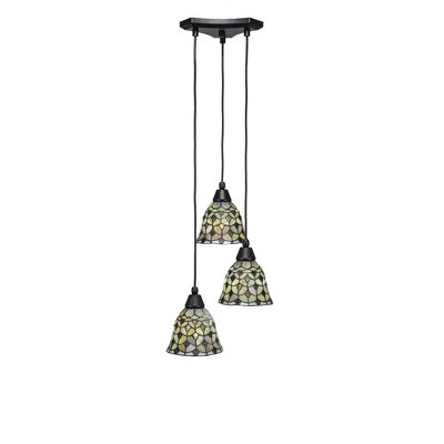 Toltec Lighting Europa 3 - Light Pendant in  Matte Black with 7" Crescent Art Glass Shade