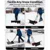 29" Heavy-Duty Snow Pusher Shovel with Wheels, Snow Pusher Hand Plow for Snow Removal, 5 Level Adjustable Handle & 5-Position Angled Blade - 2 of 4