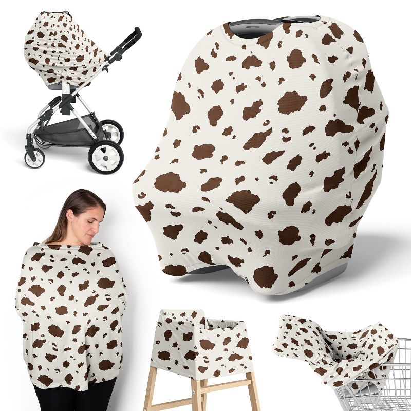 Sweet Jojo Designs Gender Neutral 5-in-1 Multi Use Baby Nursing Cover Wild West Brown and Beige, 1 of 5