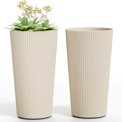INFURNIC Planters, Outdoor Flower Pot, Tall Planters with Drainage Hole, for gardens, patios, or indoor spaces