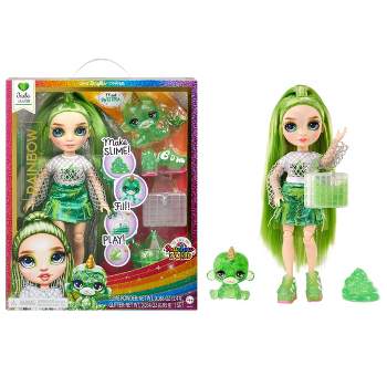 Rainbow High Jade with Slime Kit & Pet 11'' Shimmer Doll with DIY Sparkle Slime, Magical Yeti Pet and Fashion Accessories Green