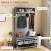3-in-1 Hall Tree, Entryway Bench with Coat Rack, Mudroom Bench with Shoe Rack, 2 Storage Drawers, 4 Hooks and Padded Seat Cushions for Hallway - 4 of 4
