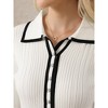 INSPIRE CHIC Women's Long Sleeve Contrast Trim Ruffled Fall Winter Ribbed Knit Bodycon Sweater Dress - 4 of 4