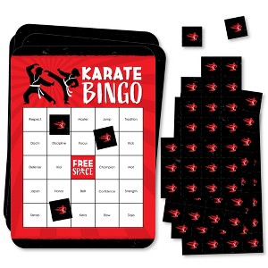 Big Dot of Happiness Karate Master - Bingo Cards and Markers - Martial Arts Birthday Party Shaped Bingo Game - Set of 18 - 1 of 4