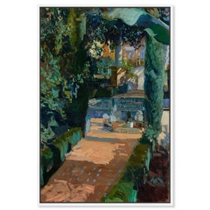 Art Remedy Entrance with Fountain Impresionism Landscape Wall Art Framed - 1 of 4