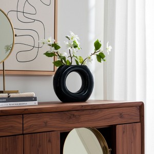 Sagebrook Home 5" Vase Contemporary Abstract Donut Cut-Out Vase Decorative Home or Office - 1 of 4