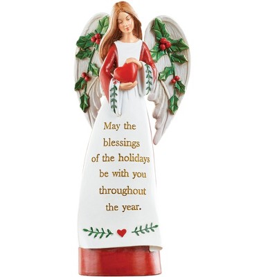 Collections Etc Sentiment Holiday Angel Figurine Holding a Heart 4 X 3 X 9 White
