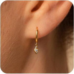 Gold Plated Paperclip Link Drop Earrings, Dainty Chunky Chain Huggie Hoops, Lightweight Hypoallergenic Gift - 1 of 4