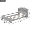 Wood Twin Size Platform Bed with Built-in LED Light, Storage Headboard and Guardrail, Antique Grey - 2 of 4