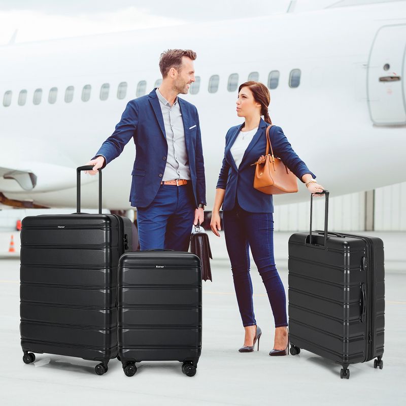 Costway 3 Piece Hardshell Luggage Set Ex pandable Suitcase w/ TSA Lock & Spinner Wheels, 3 of 11
