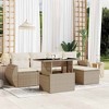 vidaXL 6 Piece Patio Sofa Set with Cushions Beige and Cream Poly Rattan - Without Storage - 2 of 4