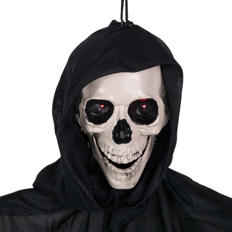 Northlight 36" Animated Grim Reaper Hanging Halloween Decoration with LED Lighted Eyes, 4 of 7