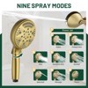 Cobbe Brushed Gold Shower Faucet Combo Kit with 8-Inch Round 6 Settings Shower Head and 9 Settings Handheld Shower Single Handle with 59-Inch Hose - 4 of 4